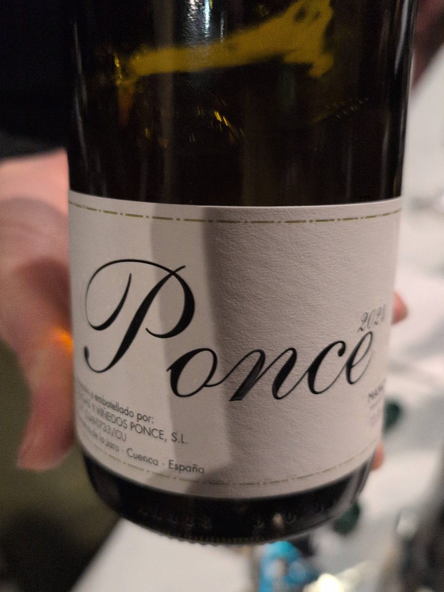 The Bodegas Ponce bottle, the name Ponce in black script across a cream label, with Cuenca, España in small type beneath